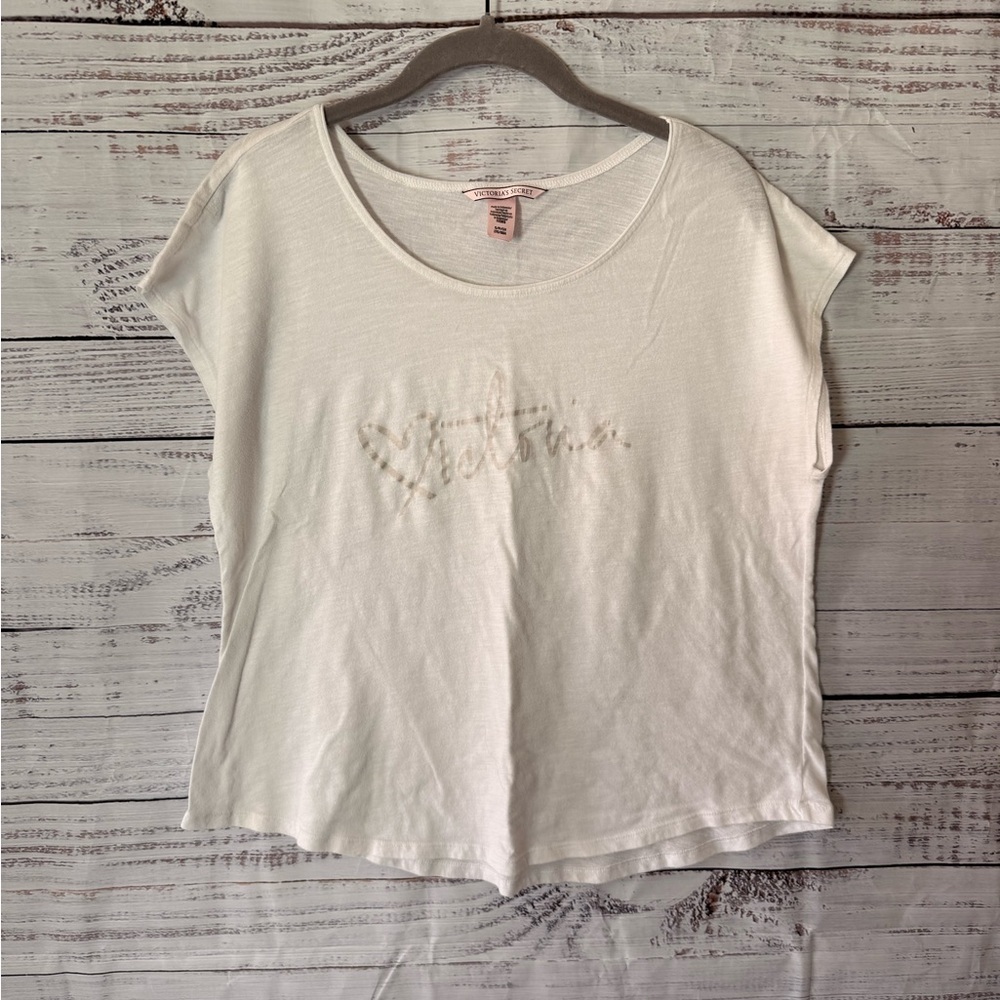 Victoria's Secret White Short Sleeve Sleep Tee